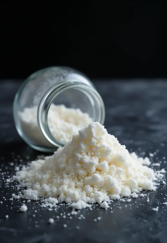 Agar-agar prášok v skle a na vareške, neutrálne pozadie