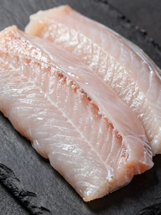 Čerstvé filety z úhora s koreninami na drevenej doske