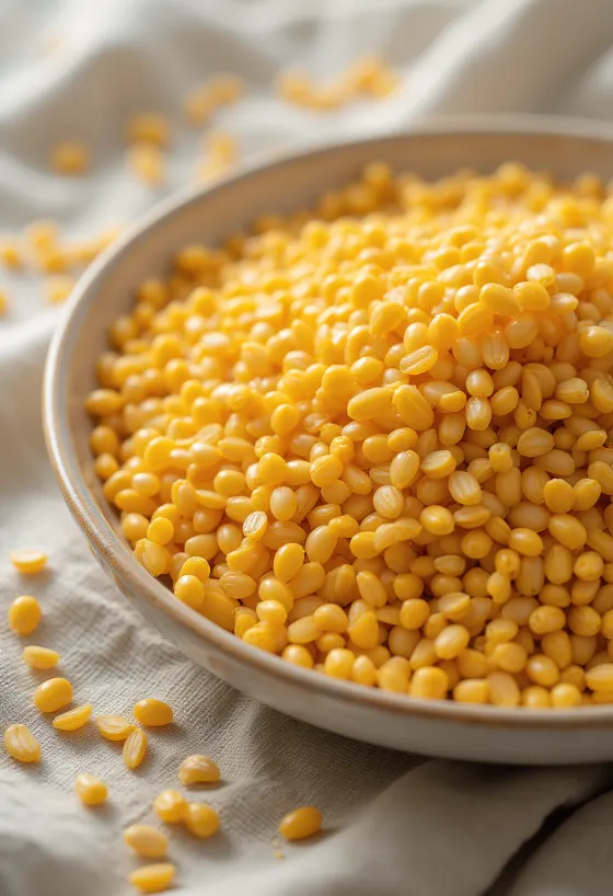 zlaté ľanové semienka celé, rozsypané na drevenom povrchu