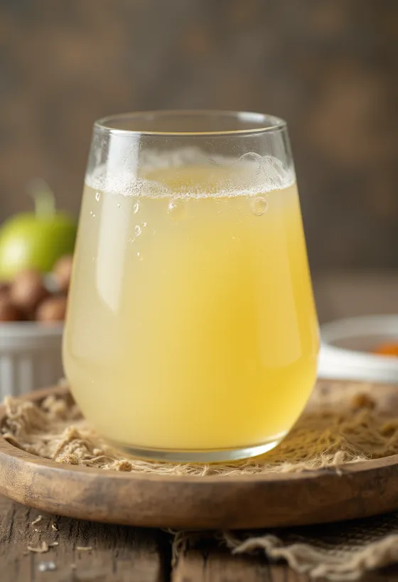 Sklenená miska so sladkou srvátkou a fľaša čerstvej srvátky na rustikálnom podklade