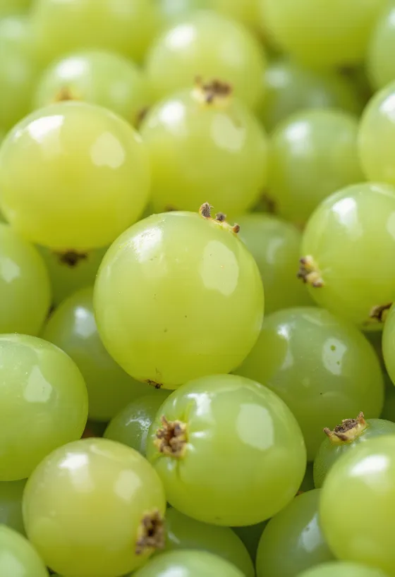 Čerstvé zelené a červené bobule egrešov nakrájané, s listom na drevenom povrchu