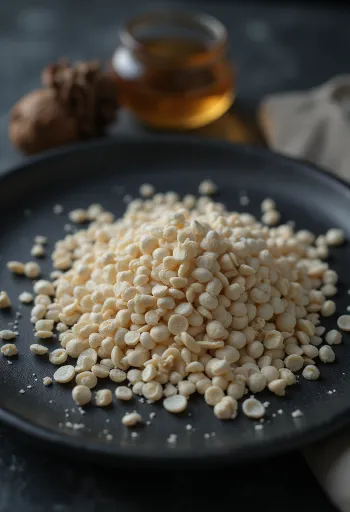 Semená bieleho maku zblízka, navrstvené na svetlom povrchu