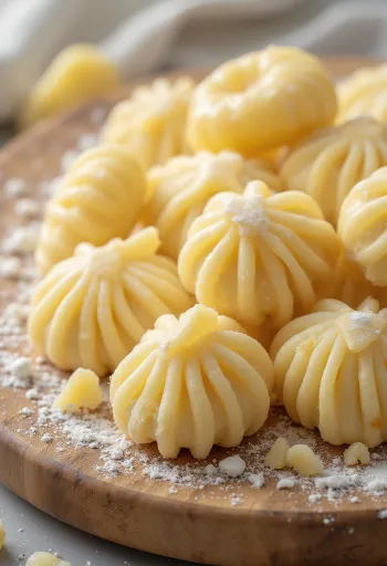Surové gnocchi na pomúčenej drevenej doske