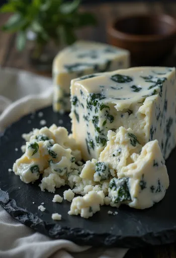 Čerstvá Gorgonzola v keramickej miske na stole