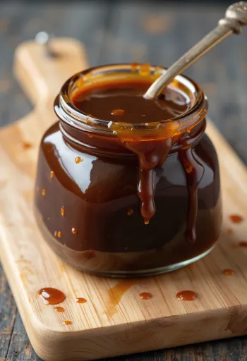 Tmavá hoisin omáčka v keramickej miske, okolo fermentovaná sója, zmes piatich korení, cesnak, ocot, sezamový olej a cukor