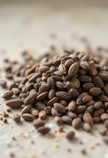 Mletá rasca a celé semená rasce na drevenom povrchu