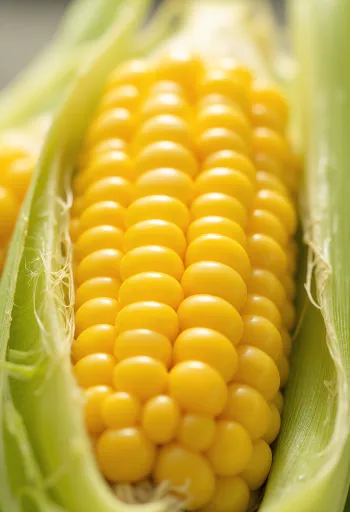 Čistené sušené kukuričné zrná vo vreci a na drevenom povrchu