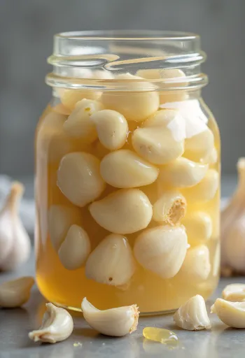 Fermentovaný cesnak peknej zlatohnedej farby, naaranžovaný v malej miske