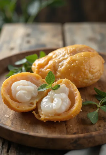 Nakrájané plody ovocia langsat na kuchynskej doske