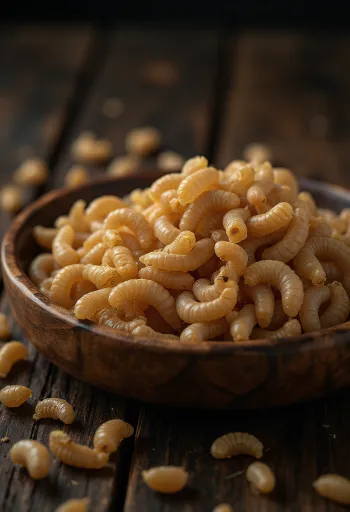 Spracované jedlé múčne červy servírované na tanieri