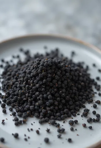 Semienka čiernej rasce (Nigella sativa) na drevenej lyžici