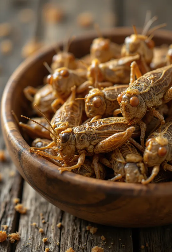 Čerstvé mäso zo sarančí jemne nakrájané na tanieri