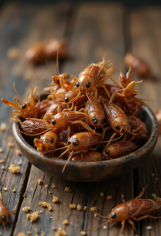 Čerstvé mäso z cvrčkov jemne nasekané na tanieri