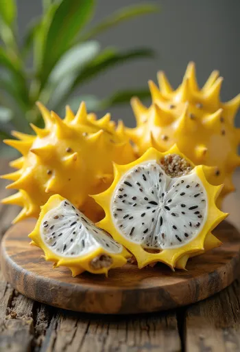Dračie ovocie (Pitahaya) so žltou šupkou, žiarivá žltá farba a biela dužina