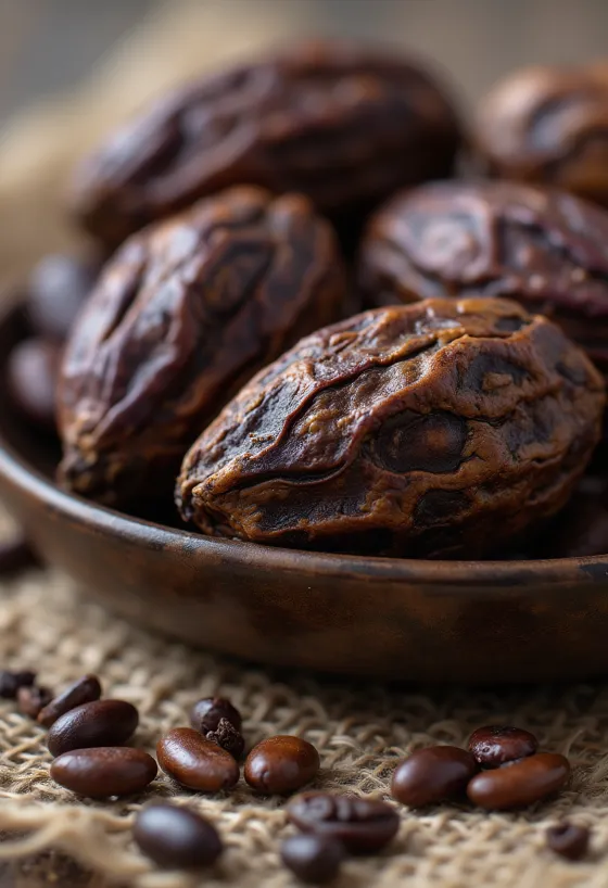 Surové, nefermentované kakaové bôby a semená v prírodnej forme