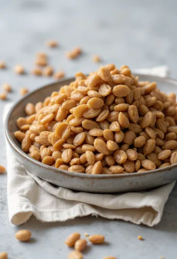 Zrná praženej pohánky s typickou hnedou farbou