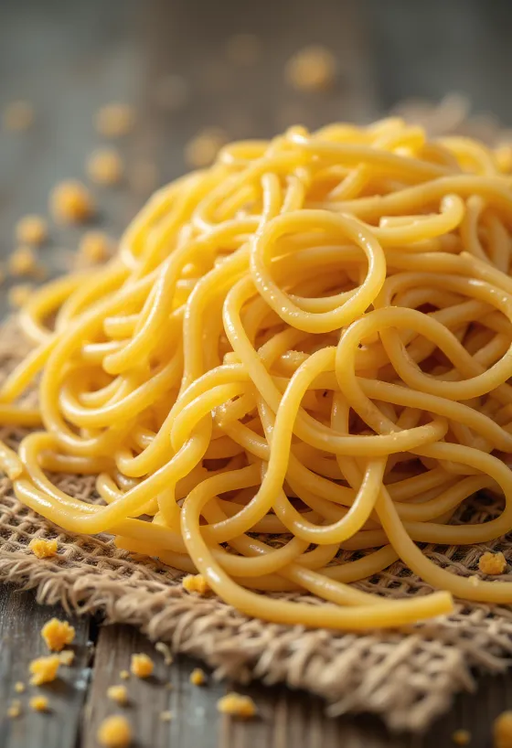 Sušené ramen rezance rozložené na drevenom povrchu