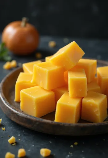 Žltý cheddar syr v bielej keramickej miske na drevenom stole
