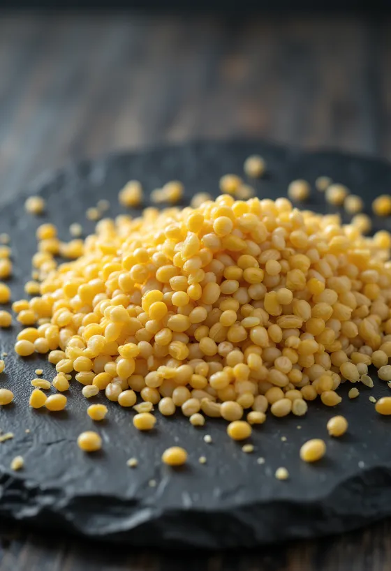 Žlté horčičné semienka v miske a rozsypané