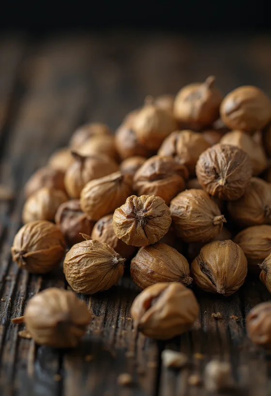 Kôpka lúpaných tigrích orechov (chufa) na bielom pozadí