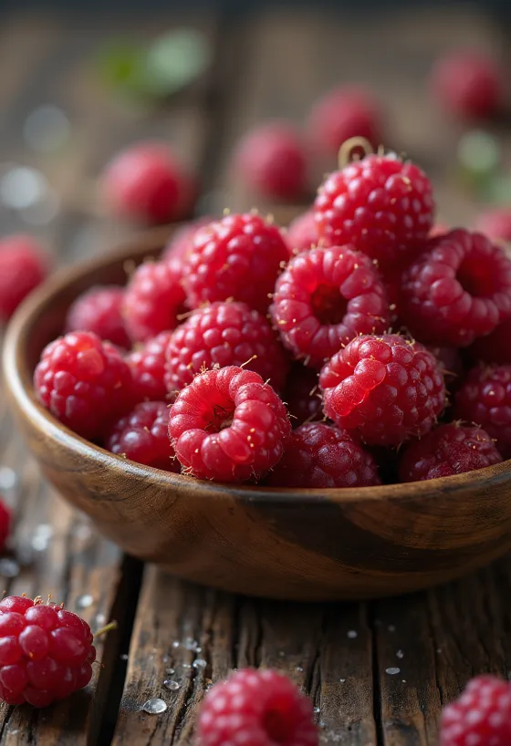 Čerstvé plody lesnej maliny vcelku a prekrojené na dokumentačné účely