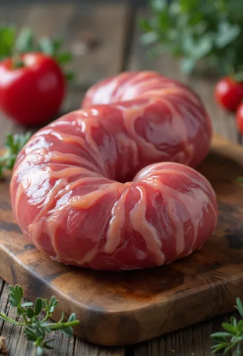 Očistené, nakrájané surové obličky na drevenej doske