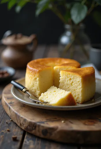 Mäkký a ľahký japonský cheesecake posypaný práškovým cukrom