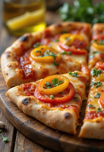 Pizza ai Peperoni s farebnými paprikami a mozzarellou