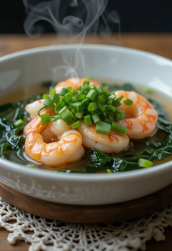 Krabí Miyeokguk, kórejská polievka z morských rias s krabím mäsom