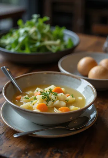 Vegánska kalerábová polievka servírovanie