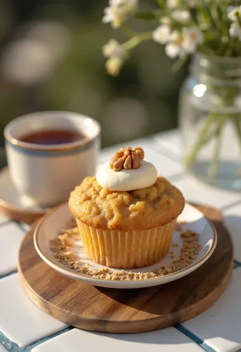 Orechové cupcakes pripravené na podávanie