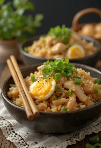 Nasi Goreng so satay omáčkou, podávané s bohatým korením a satay omáčkou