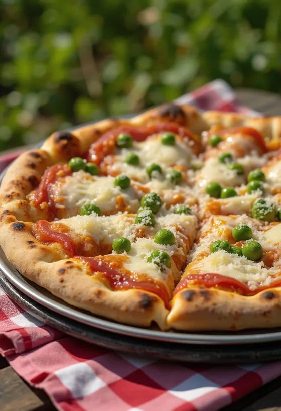 Pizza ai Piselli so zeleným hráškom a syrom