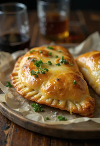 Cornish pasty so syrom a cibuľou, s bohatým hovädzím mäsom a chrumkavým cestom