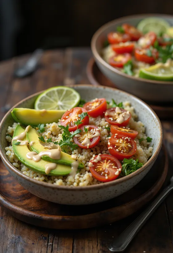 Limetkový Buddha bowl s quinoou a tahini