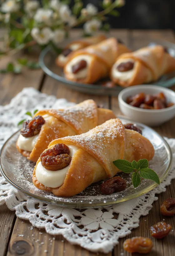 Rumovo-hrozienkové cannoli na tanieri