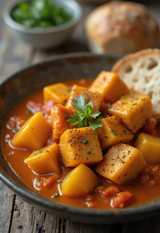 Vegánske lečo s údeným tofu servírovanie