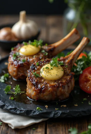 Grilované jahňacie kotlety na tanieri