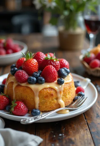 Letná ovocná torta zdobená čerstvým ovocím