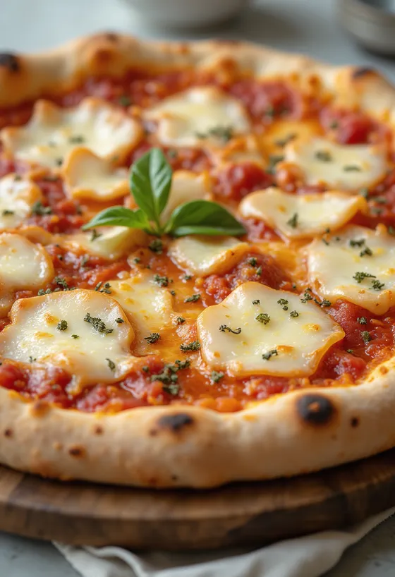 Pizza al Grana Padano so syrom a bazalkou