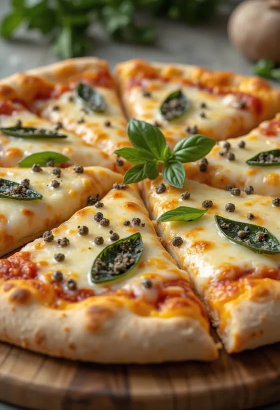 Korenistá pizza s mozzarellou a syrom pecorino