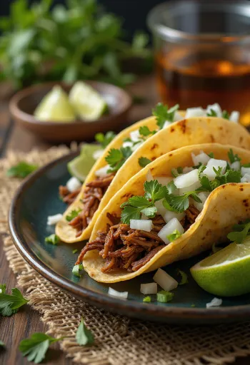 Pulled Beef Taco, trhané hovädzie mäso v tortille, s kapustovým šalátom a koriandrom