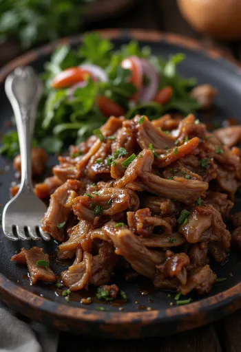 BBQ trhané jahňacie naservírované