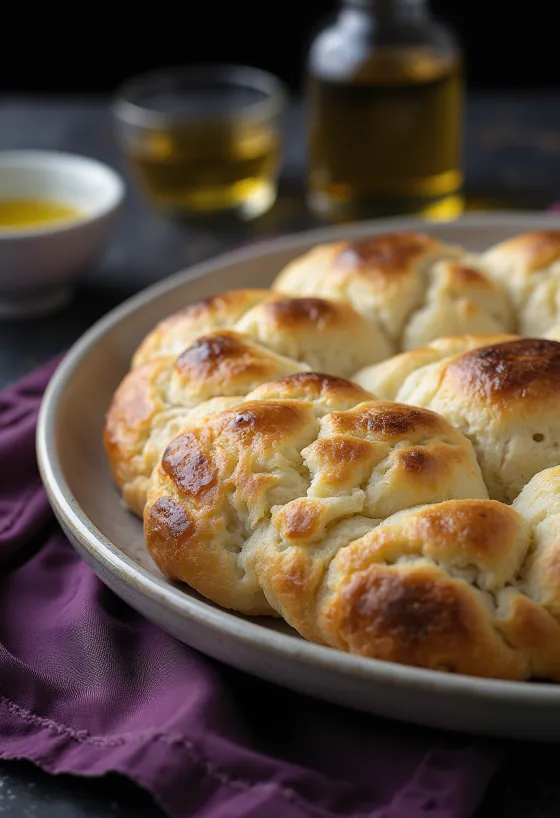 Focaccia zo zemiakového škrobu na stole