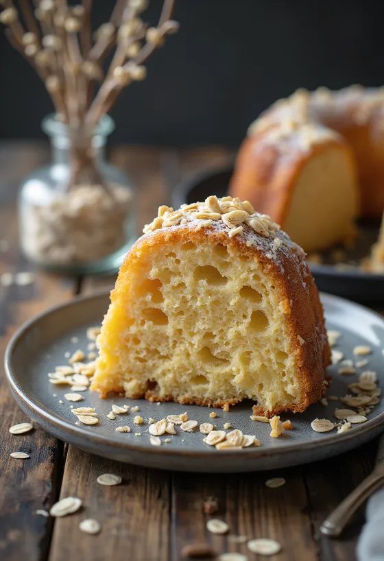 Ovseno-vanilková bábovka nakrájaná na plátky