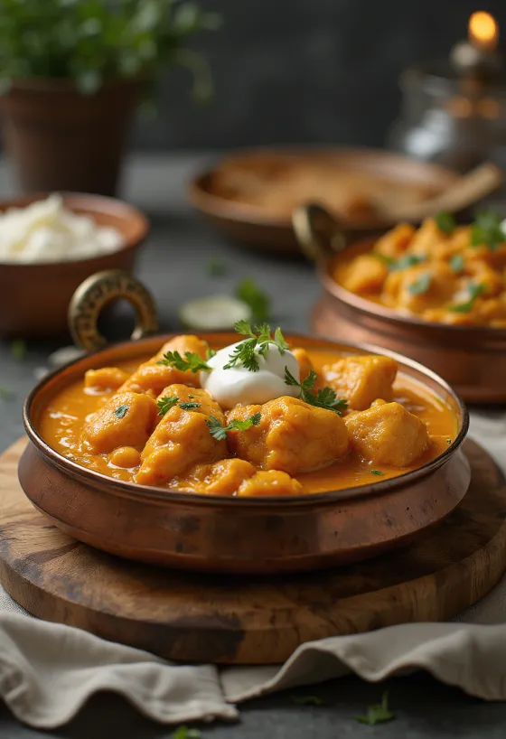 Chicken Makhani, indické kura v maslovej omáčke ozdobené čerstvým koriandrom