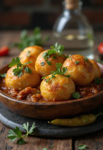 Litti s hovädzím mäsom, podávané s čerstvým koriandrom