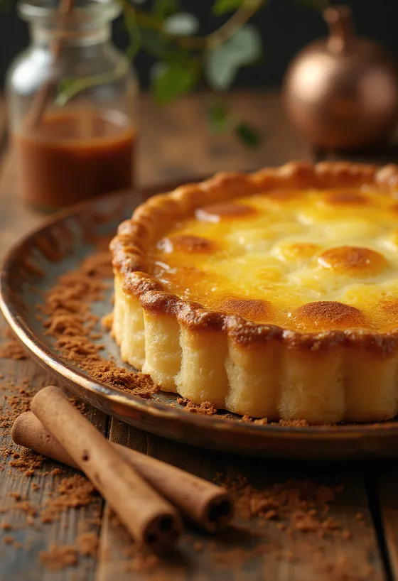 Portugalská torta Pastel de Nata so zlatohnedým vrchom a vanilkovým krémom
