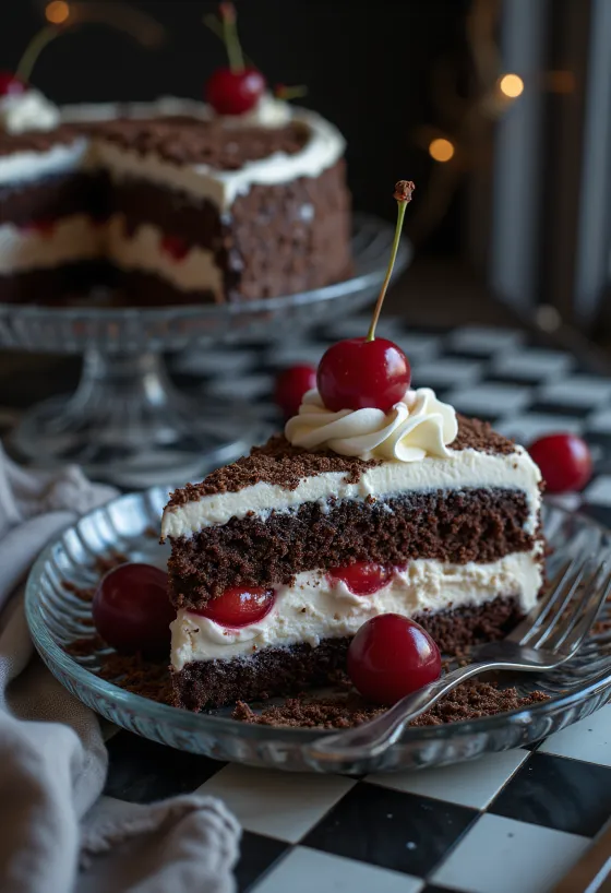 Servírovaná torta Čierny les