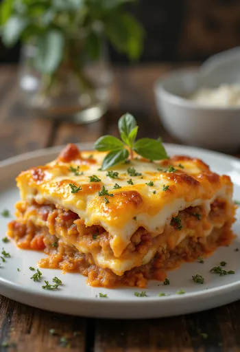 Klasická Musaka, s vrstvami mäsa a tvarohu